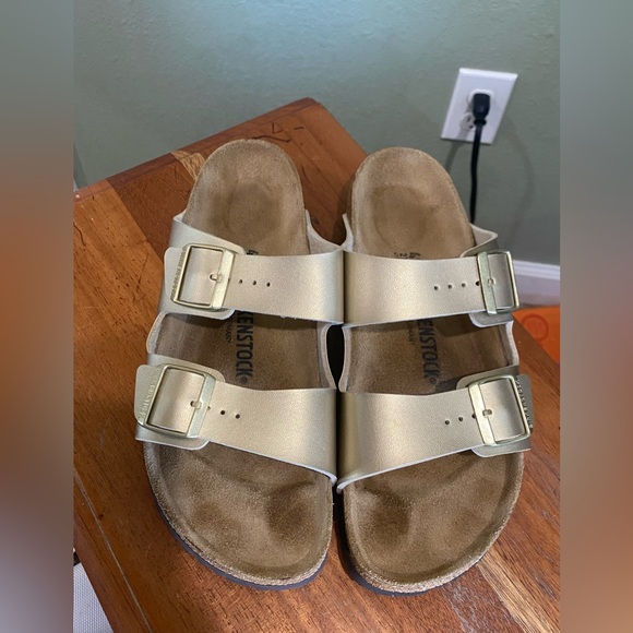 Birkenstock Arizona Womens Unisex Size 42 Ladies 11 Birko-Flor- Gold 1016111 - Picture 3 of 8